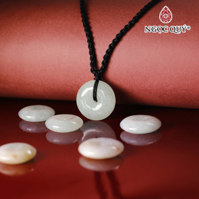 Dây chuyền đồng điếu cẩm thạch - ngọc phỉ thúy type A chất nếp băng 18~20mm - Ngọc Quý Gemstones