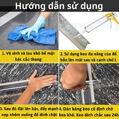 Nẹp Nhôm Chống Trơn Trượt Cầu Thang Chữ L Chống Thấm Nước, Té Ngã An Toàn Cho Trẻ Em, Người Lớn