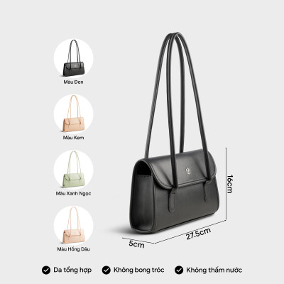 Túi Yuumy ( Thời trang nữ cỡ trung nắp gập nhấn viền - Túi đeo vai da Seasand YN272 )
