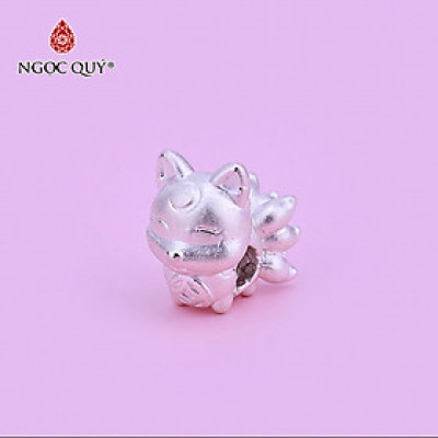 Charm bạc hồ ly 9 đuôi xỏ ngang - Ngọc Quý Gemstones