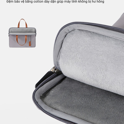 Cặp Đựng Laptop Cao Cấp Teement, Cặp Tài Liệu, Túi Chống Sốc Cầm Tay Thời Trang Laptop 13,13.3,14,15 15.6 Inch - Hàng Chính Hãng
