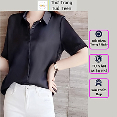 Áo sơ mi nữ form rộng ngắn tay GIẤU NÚT form hàn quốc trẻ trung năng động vải lụa mềm mịn mát ít nhăn-MURN03