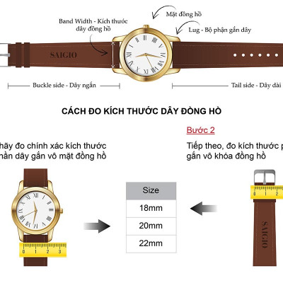 Dây Đồng Hồ Da Bò Cao Cấp, Kiểu VINTAGE THREAD Phẳng Mỏng, Mặt Lót Chống Thấm Mồ Hôi, Tích Hợp Lớp Gia Cố Chống Giãn Đặc Biệt, Phụ Kiện Khóa và Chốt Bằng Thép Không Gỉ 316L - Hàng Chính Hãng SAIGIO