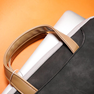 TÚI XÁCH DA, CẶP XÁCH DA CHỐNG SỐC CHO MÁY TÍNH, MACBOOK, LAPTOP - TẶNG KÈM VÍ ĐỰNG PHỤ KIỆN - MÀU XÁM