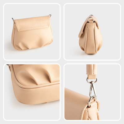 Túi Yuumy ( Thời trang nữ xếp nhún phối nắp gập size 20 - Túi đeo chéo da Seasand YN260 )