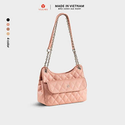 Túi Yuumy (Thời trang nữ da chần bông phối dây xích size 24 - Túi đeo chéo da Seasand YN241)