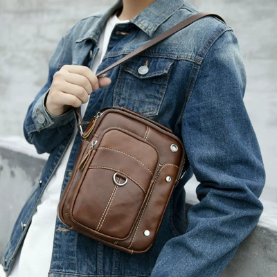 Túi đeo chéo nam DA BÒ THẬT – BEE GEE DCN9357