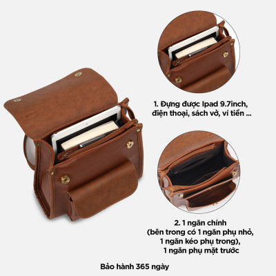 Túi đeo chéo công sở nhỏ gọn IDIGO FBP2 - 5063, balo da nam nữ đi làm cao cấp