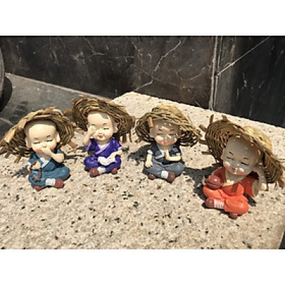 Bộ Tượng 4 Chú Tiểu Trang Trí Tiểu Cảnh, Bàn Làm Việc, Taplo Xe Oto | Tượng Tứ Không Mang Nhiều Ý Nghĩa, Trang Trí Phong Thủy, Sang Trọng