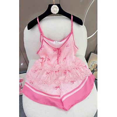 Bộ Đồ Ngủ Hai Dây Quần Đùi Lụa Việt Nam Xinh Xắn