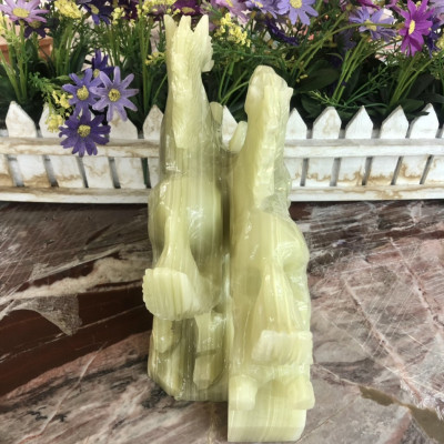 Tượng con ngựa phong thủy rước công danh tài lộc đá ngọc Onyx trang trí phòng khách, bàn làm việc - Dài 20 cm