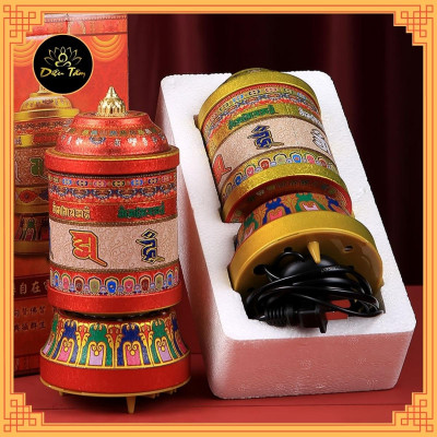 Kinh luân điện -Bánh xe cầu nguyện cắm điện, có kinh bên trong.