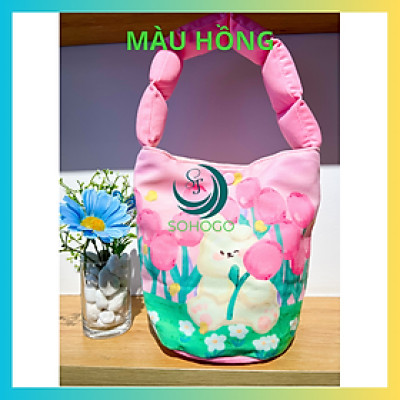[CHỌN MÀU]-Túi tote bag vải canvas nữ họa tiết thỏ hồng-phong cách Hàn Quốc