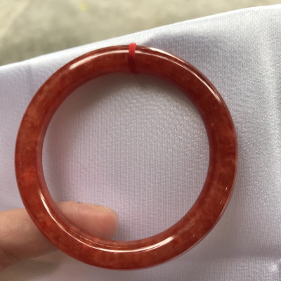 Vòng Cẩm Thạch Đỏ Đẹp A Ni 51mm x chột 8mm màu đỏ bông tươi sáng bóng đẹp nữ 50kg - 53kg đeo mệnh hỏa mệnh thổ đeo xuất sắc đẹp món quà tặng ý nghĩa ạ