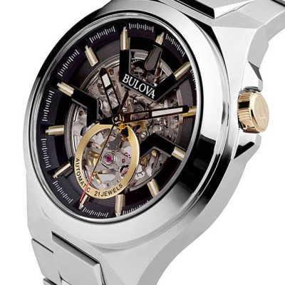 Đồng Hồ Nam Bulova Dây Thép Không Gỉ 98A224 - Mặt Đen (Sapphire)