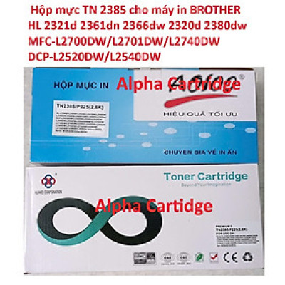 Hộp mực TN 2385 -dành cho Brother HL-L2321D HL-2361DN HL-2366DW MFC-L2700dw MFC-L2701DW 2300D/2320D/L2340DW/L2360DW/L2380DW/L2321D/L2361DW DCP-L2520DW/L2540DW MFC-L2700DW -Chất lượng cao Mới 100%, Full hộp Hàng chính hãng Alpha Cartridge 