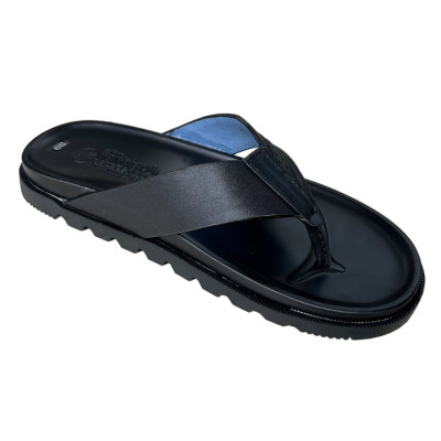 Dép  xỏ ngón nam da bò Trường Hải màu đen mặt đúc đế cao 2.5cm thời trang nam K146 