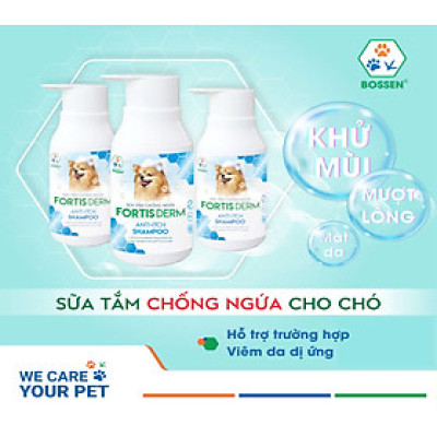 BOSSEN - FORTIS DERM Sữa tắm Hỗ trợ Viêm Da Dị Ứng cho Chó - Chai 250ml