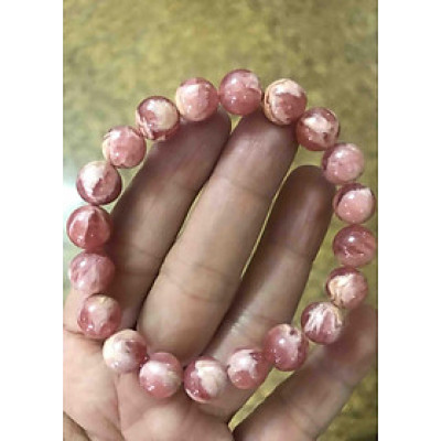 CHIẾC VÒNG TAY ĐÁ ĐÀO HOA TỰ NHIÊN HỒNG 8MM NỮ MỆNH HỎA MỆNH THỔ