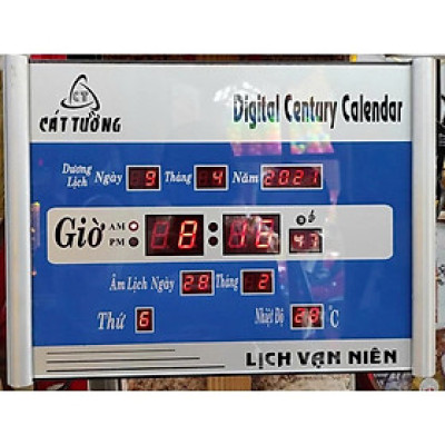 Đồng Hồ LED Treo Tường Kèm Lịch Vạn Niên Cát Tường Sang Trọng – Size Lớn 40x30cm, Loại Cao Cấp Siêu Bền