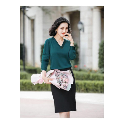 Áo sơ mi cổ V cách điệu tay dài cao cấp