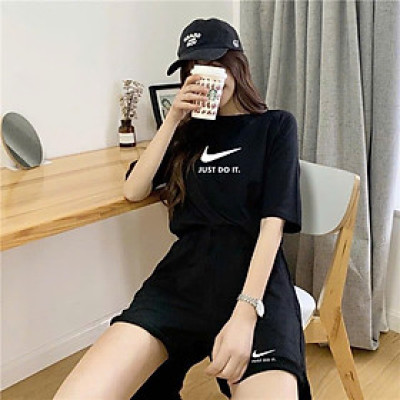 Bộ đồ ngắn thun cotton Nike trơn đơn giản phù hợp cho nam lẫn nữ