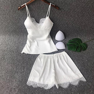 đồ bộ áo hai dây kèm quần đùi phối ren