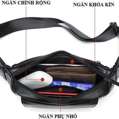 Túi bao tử nam MARRANT BHM7315 Da cừu thật 100%. Đeo bụng, đeo vai, đeo hông, đeo ngực...