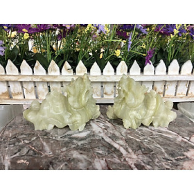 Cặp Tỳ Hưu phong thủy đá ngọc Onyx - Dài 12 cm