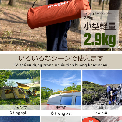 Lysin - đệm nằm dã ngoại (roonjgcm dày 8cm, chất liệu da lộn) tự bơm hơi thoảng mái chống thấm nước cắm trại ngoài trời, picnic du lịch camping có thể liên kết với nhau