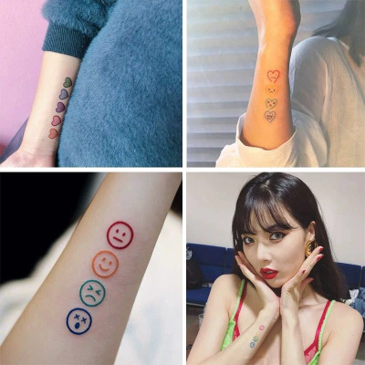 770 Hình xăm dán tatoo mặt cười icon emoji vui nhộn võ tắc thiên dán tay mặt trán