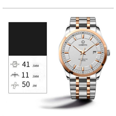 Đồng hồ Nam chính hãng LOBINNI No.9005-2 Chính Hãng Full Box Chống Nước Kính Chống Xước Dây Thép Cao Cấp BH24T (Máy Cơ Tự Động)