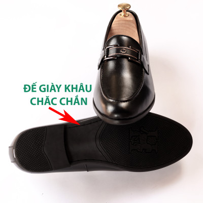 Giày Tây Nam Không Dây Đai Ngang ( Xả Kho ) - Da Mềm Đế Cao Su Mềm Mã D02-PVC
