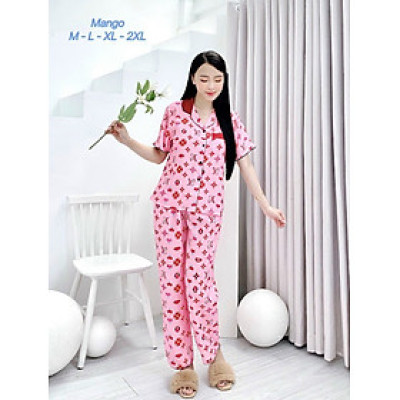 Bộ pịjama lụa mango tô châu mềm mại thoáng mát , phom dáng chuẩn đẹp 60-65kg
