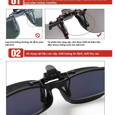 Mắt kính râm kẹp cho người cận, mắt kính thời trang phân cực chống UV cao cấp KitAcoom, hàng nhập khẩu chính hãng cao cấp