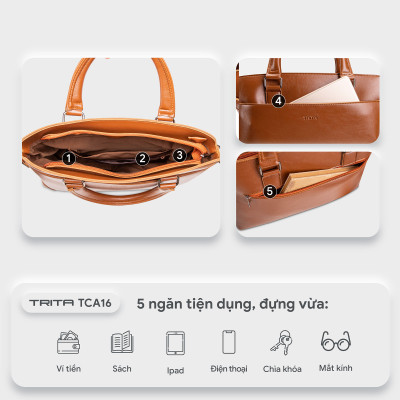 Cặp công sở Trita ( Thời trang nam phong cách đựng vừa laptop 14 inch - Cặp da TCA16 )