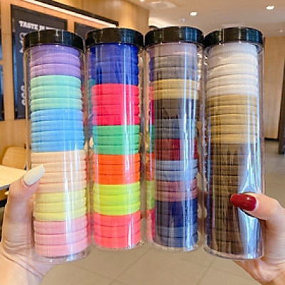 Hộp 20 Thun Cột Tóc Size To Nhiều Màu Sắc Co Giãn Mềm Mại Phong Cách Hàn Quốc Có Hộp Đựng Đẹp Mắt, Chun Buộc Tóc Nữ Dễ Thương Phong Cách