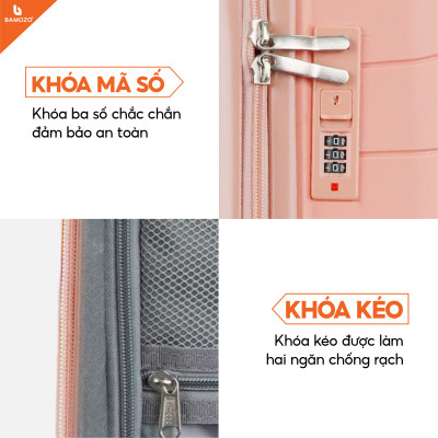 Vali Du Lịch Nancy Bamozo Nhựa PP Cao Cấp, Vali Kéo Du Lịch Chống Va Đập - Bảo Hành 5 Năm.