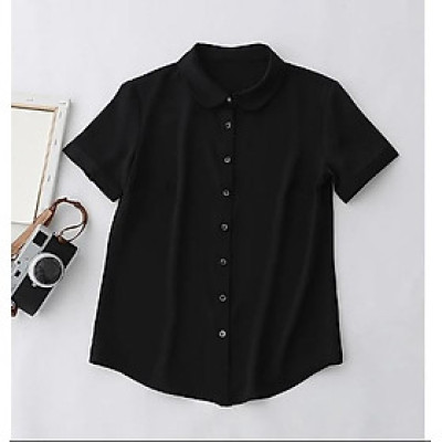 Áo sơ mi cổ sen tay ngắn xinh xắn