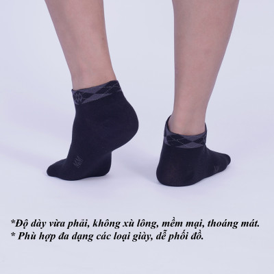 Hộp 5 đôi tất vớ nam cổ ngắn kẻ caro MRM Manlywear - cùng màu, chất liệu sợi cotton êm chân, mềm mại thoáng mát, chống hôi chân