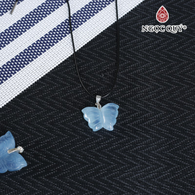 Mặt dây chuyền hình con bướm đá Aquamarine - Ngọc Quý Gemstones