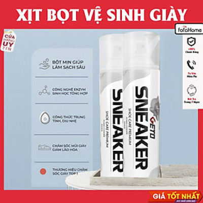 Chai Xịt Tạo Bọt Tuyết Làm Sạch Giày Dép SNOKER 300ml Giặt Giày Khô, Làm Sạch
