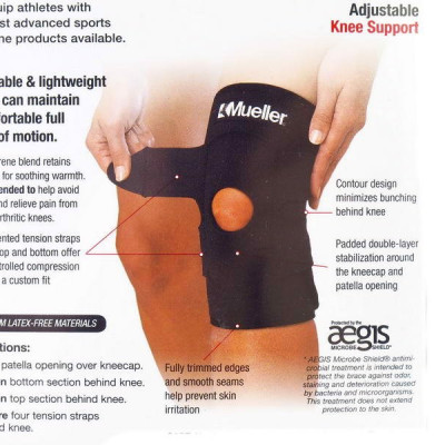 Băng gối Mueller Adjustable Knee Support, Black (5453X)
