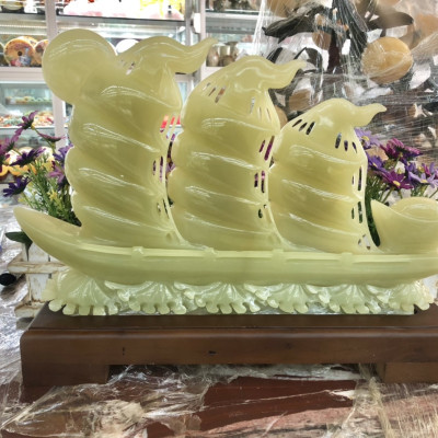 Tượng thuận buồm xuôi gió phong thủy đá ngọc Onyx trang trí phòng khách, bàn làm việc