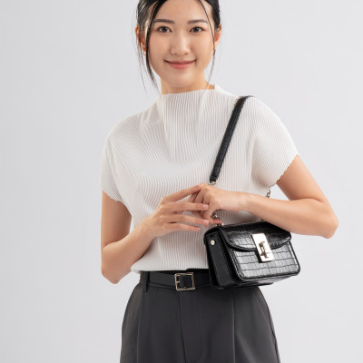 Túi Yuumy ( Thời trang nữ phối khóa trang trí size 18 - Túi đeo chéo da Verein YN186 )