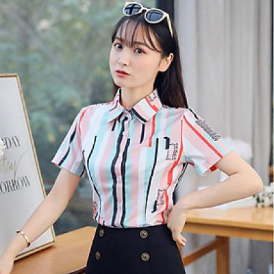 Sơ mi công sở ngắn tay sọc màu trẻ trung sm41