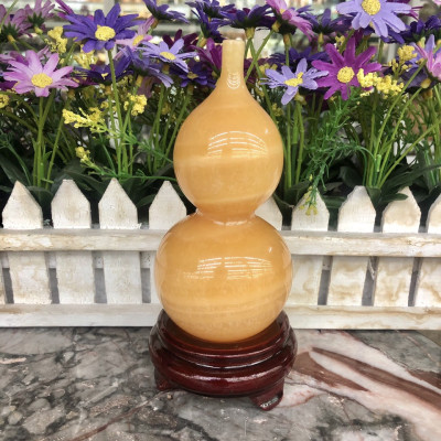 Bầu hồ lô phong thủy hút tài lộc đá ngọc hoàng long - Cao 16cm