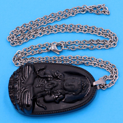 Dây chuyền phật Như Lai Đại Nhật - thạch anh đen 5cm DITTEN5 - dây inox - tuổi Mùi, Thân