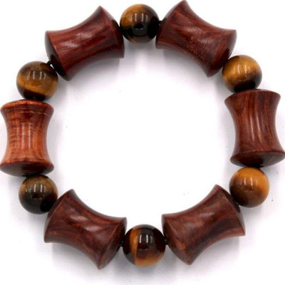 Vòng tay chuỗi hạt gỗ hồng hình ống tre HMS3