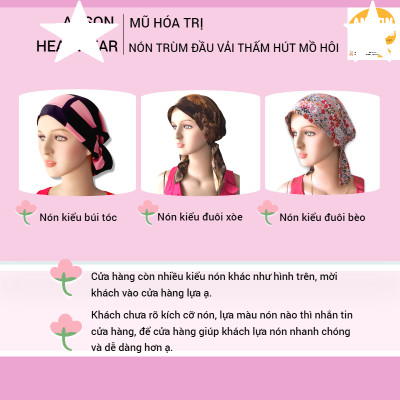 Nón hóa trị vải mềm mát, hút mồ hôi, bệnh nhân ung thư, chemo hat, nón trùm đầu [KIỂU ĐUÔI NGẮN-XANH MÀU NƯỚC] 
